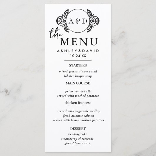 Elegante Trouwtafel Menu Kaarten Flat Menu (Voorkant)