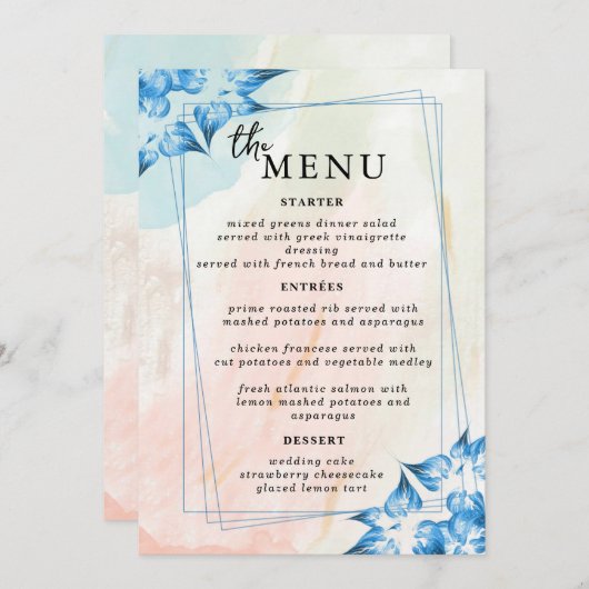 Elegante Trouwtafel Menu Kaarten Flat Menu (Voorkant / Achterkant)