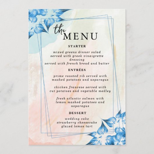 Elegante Trouwtafel Menu Kaarten Flat Menu (Voorkant)