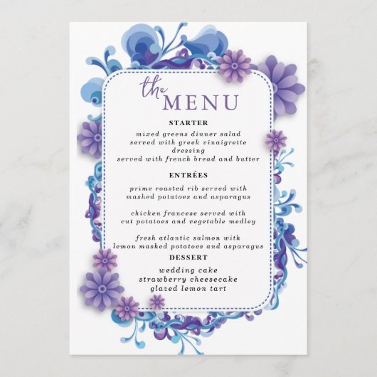 Elegante Trouwtafel Menu Kaarten Flat Menu (Voorkant)