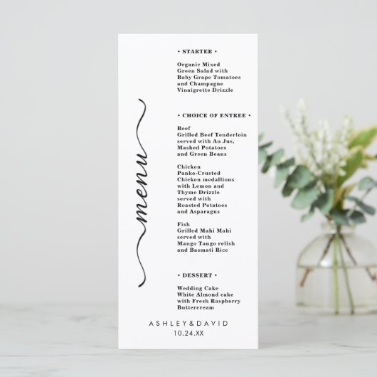 Elegante Trouwtafel Menu Kaarten Flat Menu (Staand voorkant)
