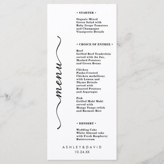 Elegante Trouwtafel Menu Kaarten Flat Menu (Voorkant)