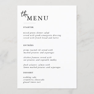 Elegante Trouwtafel Menukaarten Plat Menu