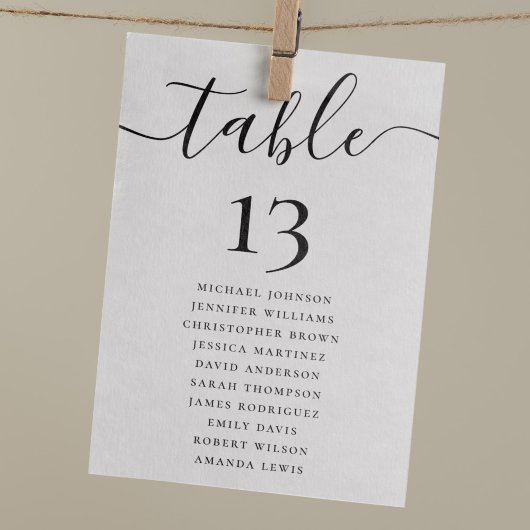 Elegante Trouwtafel Nummer Hangende Zittingkaart Kaart