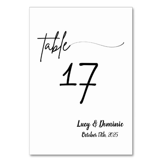 Elegante Trouwtafel Nummer Kaart (Voorkant)