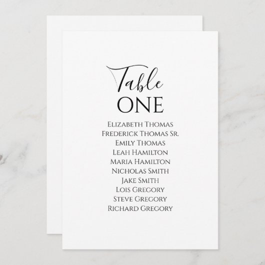 Elegante Trouwtafel Nummer Kalligrafie Script (Voorkant / Achterkant)