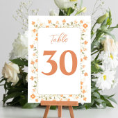 Elegante Trouwtafel Nummer Perzik Bloemen Kaart