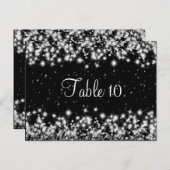 Elegante Trouwtafel Nummer Winter Sparkle Zwart Briefkaart (Voorkant / Achterkant)
