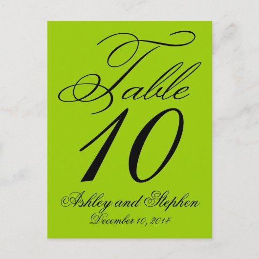 Elegante trouwtafel nummertjes Apple Green Uitnodiging Briefkaart (Voorkant)