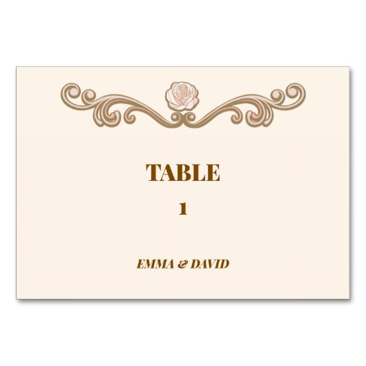 Elegante trouwtafel nummertkaart kaart (Voorkant)