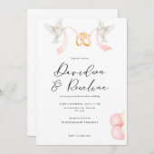 Elegante trouwtemplate met ring en duif kaart (Voorkant / Achterkant)