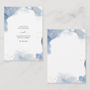 Elegante trouwuitnodiging Blauw en Goud Minimaal Advieskaart