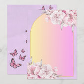Elegante Trouwuitnodiging Bloemrijk Romantisch Kaart (Voorkant / Achterkant)