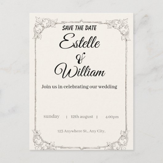 Elegante Trouwuitnodiging – Een Moderne Aanraking  Briefkaart (Voorkant)