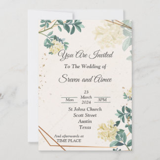 Elegante trouwuitnodiging, eenvoudig groen beige kaart