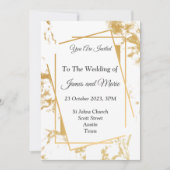 Elegante trouwuitnodiging, goud marmer kaart (Voorkant)