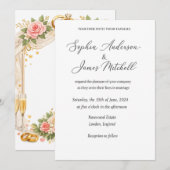 Elegante Trouwuitnodiging Hoes | Romantische Bloem Kaart (Voorkant / Achterkant)