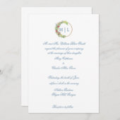 Elegante trouwuitnodiging in blauw kaart (Voorkant / Achterkant)