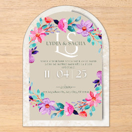 Elegante Trouwuitnodiging met Bloemen - Lydia & Sa Acryl Uitnodigingen