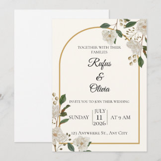 Elegante Trouwuitnodiging met Bloemen Template Kaart