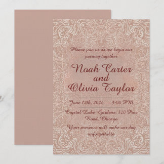 Elegante trouwuitnodiging met Blush kant Kaart