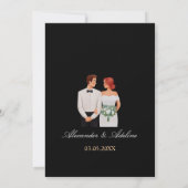 Elegante trouwuitnodiging met donkere bloemen kaart (Achterkant)