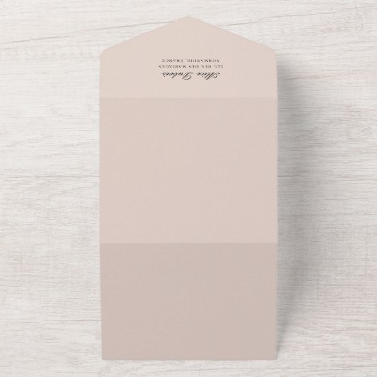 Elegante trouwuitnodiging met foto en code all in one uitnodiging (Buitenkant)