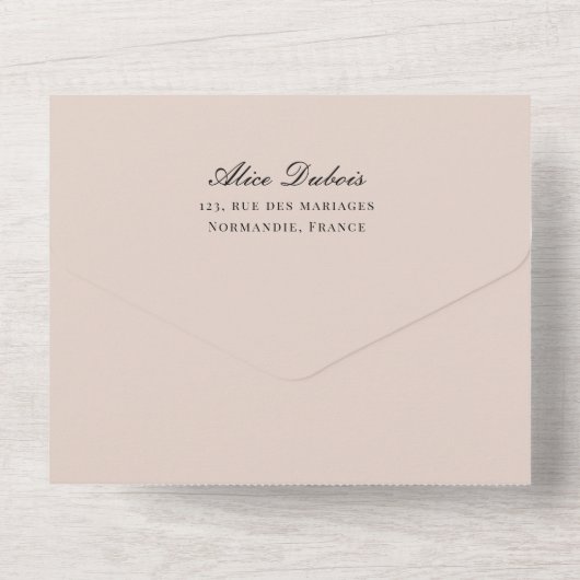 Elegante trouwuitnodiging met foto en code all in one uitnodiging (Achterkant)