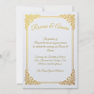 Elegante trouwuitnodiging met gouden folie voor ee kaart