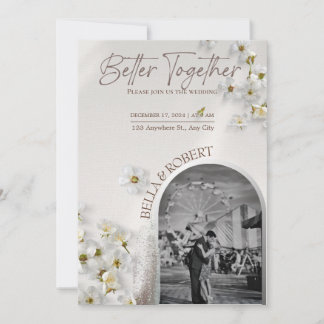 Elegante Trouwuitnodiging met Zilveren Glitters Kaart