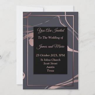 Elegante trouwuitnodiging, roze, grijs, marmer kaart