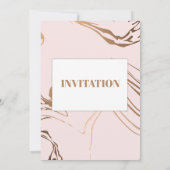 Elegante trouwuitnodiging, roze, wit, marmer kaart (Achterkant)