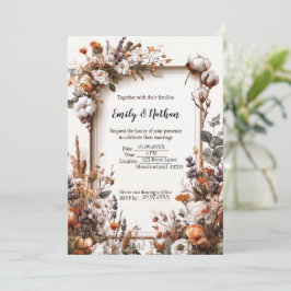 Elegante Trouwuitnodiging Sjabloon met Bloemen Kaart