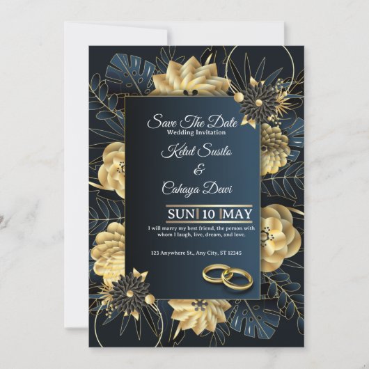 Elegante Trouwuitnodiging Template Kaart (Voorkant)