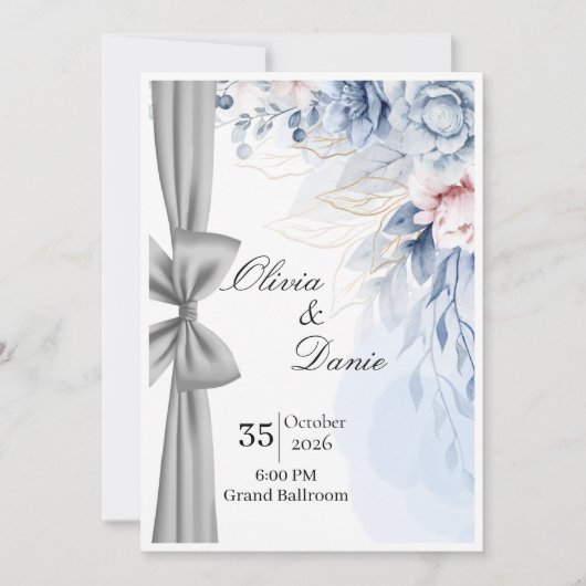 Elegante Trouwuitnodiging Template | Modern Minim Kaart (Voorkant)