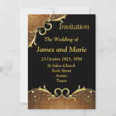 Elegante trouwuitnodiging, zwart en gouden rol kaart (Voorkant)