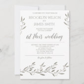 Elegante trouwuitnodigingen grijs bloemmotief kaart (Voorkant)