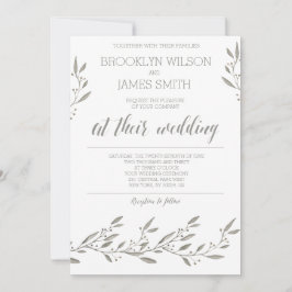 Elegante trouwuitnodigingen grijs bloemmotief kaart