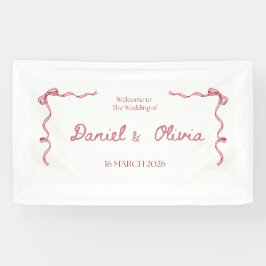 Elegante trouwuitnodigingsbanner – Roze lint De Spandoek