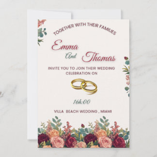 Elegante Trouwuitnodigingssuite | Wijnrood Kaart