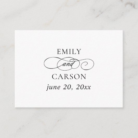 Elegante trouwwebsite QR-codenamen & datum zwart Informatiekaartje (Voorkant)