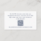 Elegante trouwwebsite RSVP QR Code Navy Blue Informatiekaartje (Achterkant)