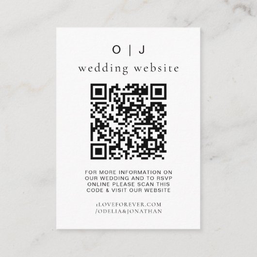 Elegante trouwwebsite | RSVP QR-codefoto Informatiekaartje (Achterkant)