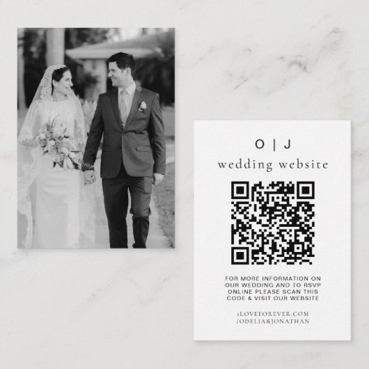 Elegante trouwwebsite | RSVP QR-codefoto Informatiekaartje (Voorkant / Achterkant)