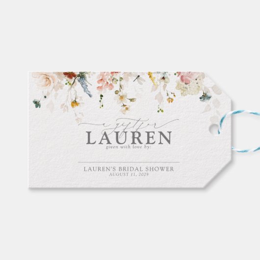 Elegante Tuin Bloemen Bruids Bruiloft Niet Inklapb Cadeaulabel (Voorkant (Horizontaal))