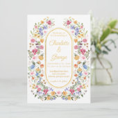 Elegante tuin bloemen bruiloft kaart (Staand voorkant)