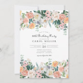 Elegante Tuin Bloemen Groen 90e Verjaardagsfeest Kaart (Voorkant)