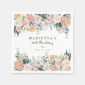 Elegante Tuin Bloemen Groen 90e Verjaardagsfeest Servet (Voorkant)