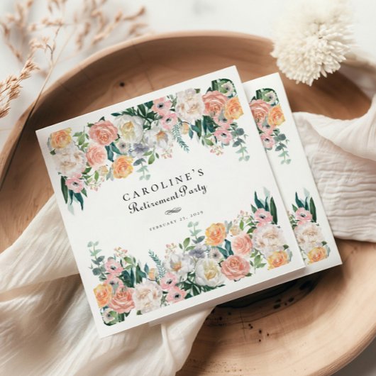 Elegante Tuin Bloemen Groen Pensioen Party Servet