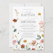 Elegante Tuin Bloemen Meisje Doop 1e Verjaardag Kaart (Voorkant)